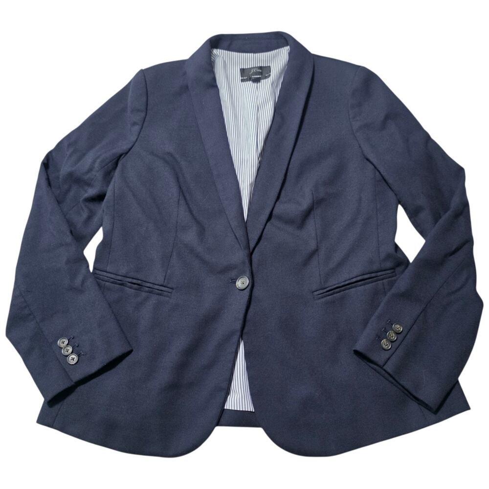 J.Crew Parke Blazer Womens 12 Navy Blue Wool Blend One Button Career Jacket